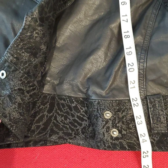 Winlit Black leather dolman batwing sleeve jacket moto Large - Picture 5 of 10